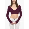 Dsquared2 Cropped Long Sleeved Wool Top With Deep Neckline