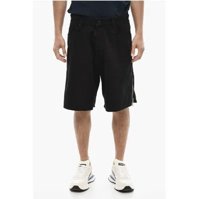 Dsquared2 Dark Wash Shorts With Side Zip In Black