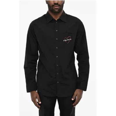 Dsquared2 Dropped Shoulder Shirt With Contrasting Logo In Black