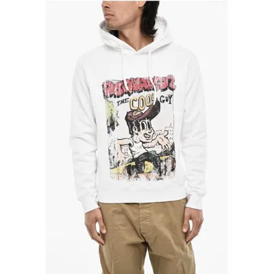 Dsquared2 Fleeced-cotton Crew-neck Sweatshirt With Print