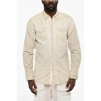 Dsquared2 Floral-motif Courduroy Shirt In White