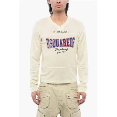 Dsquared2 Football Fit Long Sleeved T-shirt In Nude