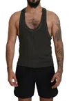 Dsquared2 Gray Cotton Linen Sleeveless Tank T-shirt In Gray