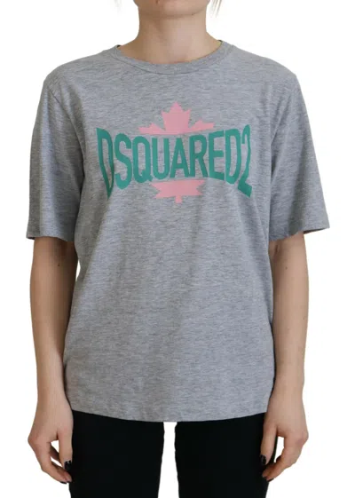 Pre-owned Dsquared² Gray Logo Cotton Crewneck Short Sleeve Tee Women's T-shirt ()