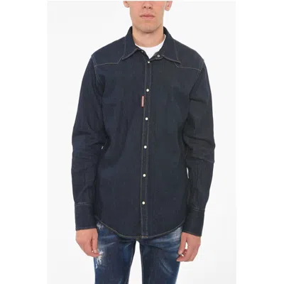 Dsquared2 Hemp-blend Denim Western Shirt In Multi