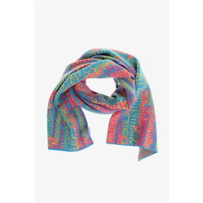 Dsquared2 Jacquard Wool Scarf With All-over Logo In Multi