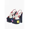 Dsquared2 Leather Evening Denim Lined Sandals With Patches Heel 17 Cm