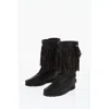 Shop Dsquared² Leather Fringes Mid Boots
