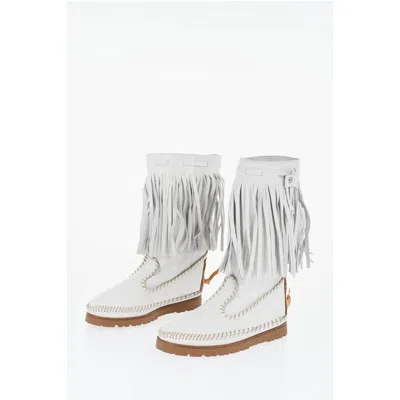 Dsquared2 Leather Fringes Mid Boots