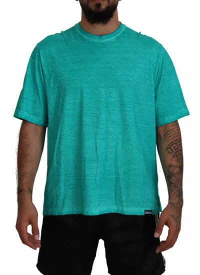 Dsquared2 Light Green Cotton Linen Short Sleeves T-shirt