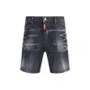 Dsquared2 Distressed Cotton Denim Shorts With Belt Loops