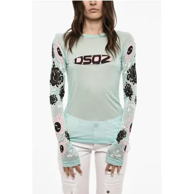 Dsquared² Mesh Printed Long Sleeved Top