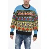Dsquared2 Mohair Blend Ciro Sweater With Graphic Embroidery In Blue