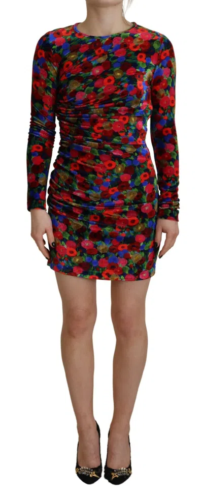 Dsquared² Multicolor Floral Bodycon Ruched Mini Dress