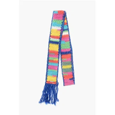 Dsquared2 Multicolor Fringed Crochet Scarf