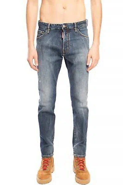 Pre-owned Dsquared² Navy Distressed 'cool Guy Jean' Denim Pants In Blue