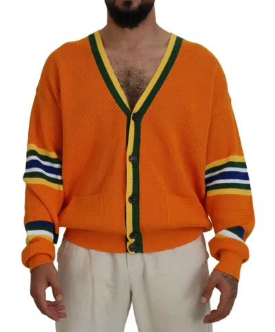 Dsquared² Orange Cotton Long Sleeves Men Cardigan Jumper