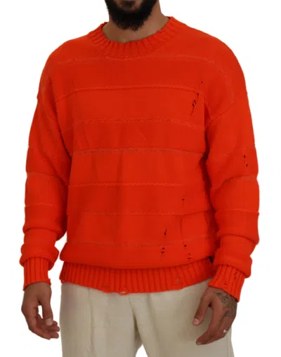 Dsquared² Orange Cotton Long Sleeves Men Pullover Jumper