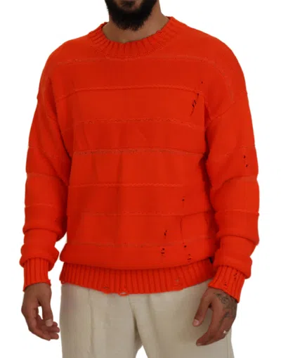 Dsquared² Orange Cotton Long Sleeves Men Pullover Sweater