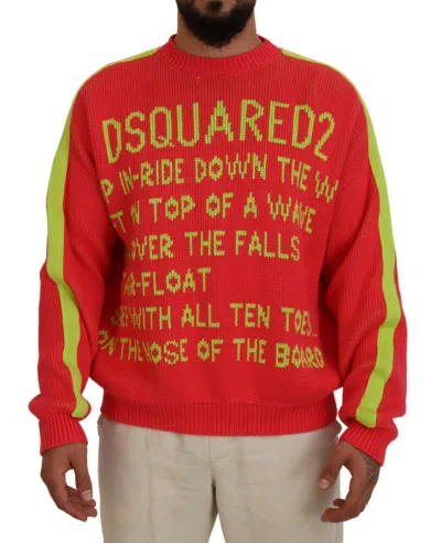 Pre-owned Dsquared² Orange Cotton Printed Long Sleeves Pullover Men's Sweater ()