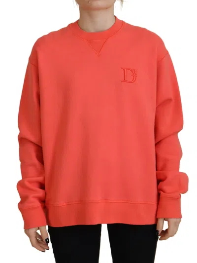 Dsquared² Pink Logo Embroidery Women Long Sleeve Sweater In Red