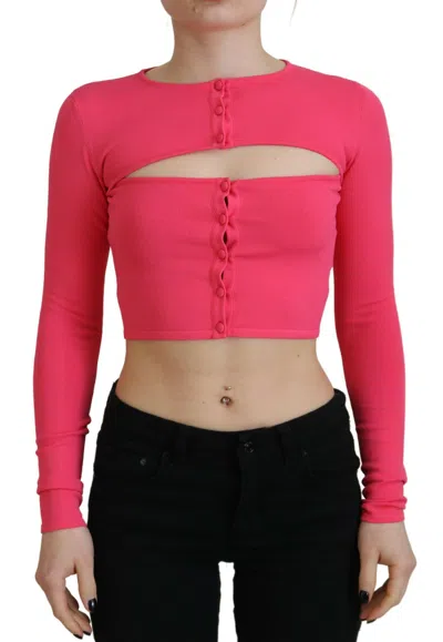 Pre-owned Dsquared2 Dsquared² Pink Viscose Knit Open Chest Long Sleeves Women's Top ()