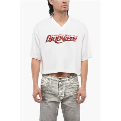 Dsquared2 Printed Football Fit Cropped T-shirt In White