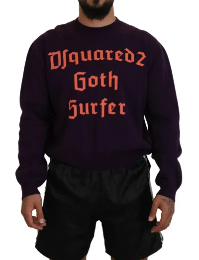 Pre-owned Dsquared² Purple Cotton Printed Men Pullover Men's Sweater ()