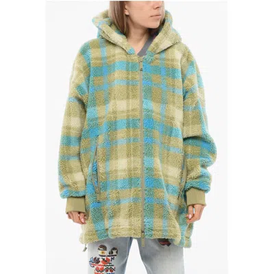 Dsquared2 Sherpa Zip-up Hoodie With Tartan Pattern