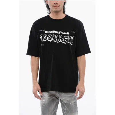 Dsquared2 Skater Fit T-shirt With Contrasting Print In Black