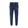 Dsquared2 Blue Jeans With Belt Loops And Logo Patch On The Rear In Denim Stretch Man