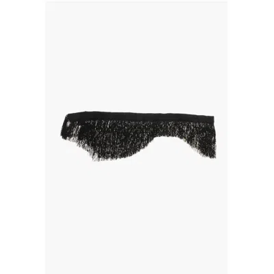 Dsquared² Solid Color Slim Stole With Fringes