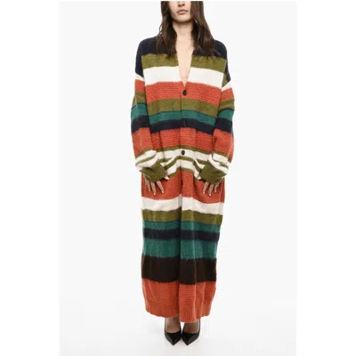 Dsquared² Striped Wool Blend Long Cardigan