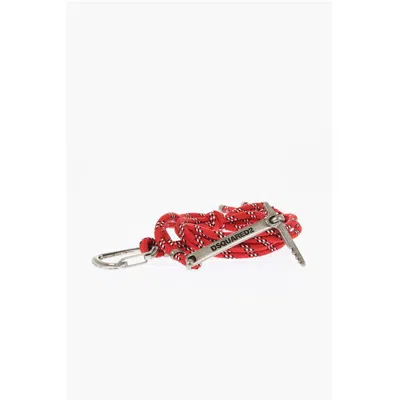 Dsquared2 Two Tone Paracord Belt With Logo In Red