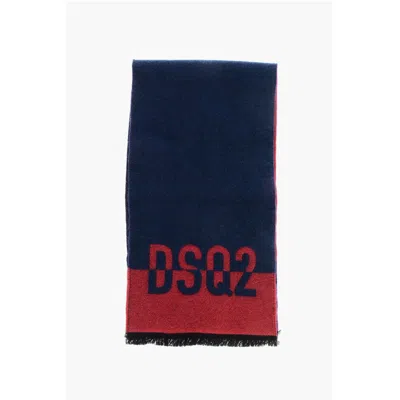 DSQUARED2 TWO-TONE VIRGIN WOOL SCARF WITH FRINGES