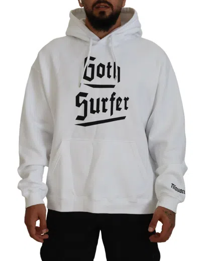 Pre-owned Dsquared² White Cotton Hooded Printed Men Pullover Men's Sweater ()