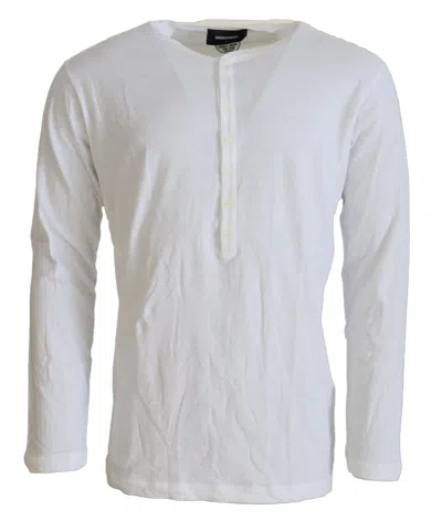 Dsquared² White Cotton Linen Long Sleeves Pullover Men's Sweater
