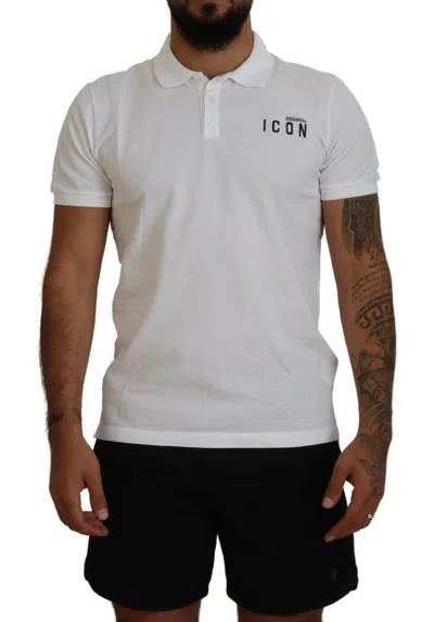 Dsquared² White Cotton Short Sleeves Collared Men's T-shirt