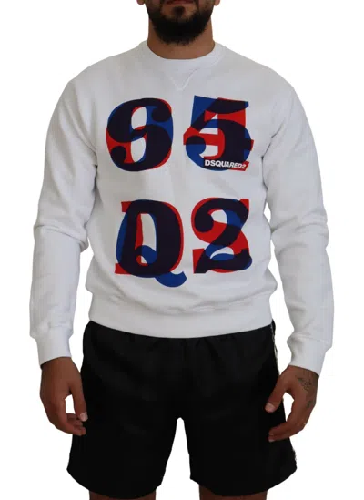 Pre-owned Dsquared² White Printed Long Sleeves Pullover Men's Sweater ()