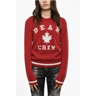 Dsquared2 Wool Blend Crew-neck Sweater With Embroidery