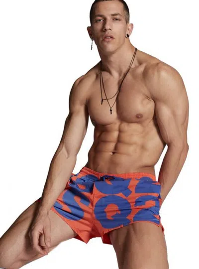 Dsquared2 - Dsq2 Swim Trunks; Orange Logo Purple D7b643840 858 Ara