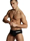Dsquared2 Icon Stretch Nylon Swim Brief With Printed Contrasting Logo