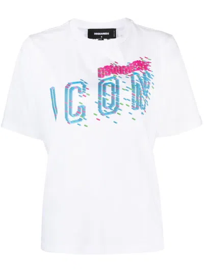 Dsquared2 Logo-print Cotton-jersey T-shirt In White