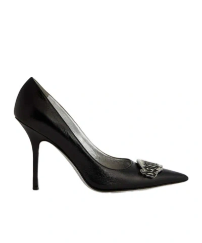 Dsquared2 100mm Logo-plaque Leather Pumps In Black