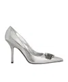 Dsquared2 100mm Logo-plaque Leather Pumps In Gray