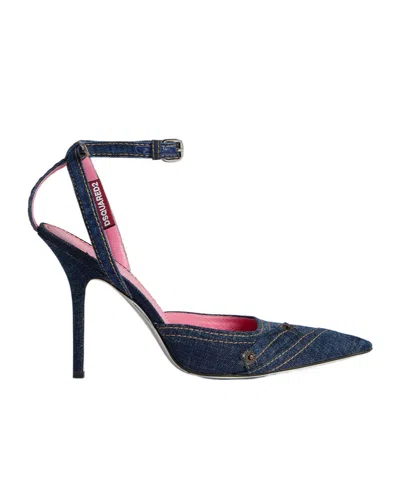 Dsquared2 100mm Pointed-toe Denim Pumps In Blue