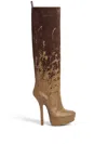 Dsquared2 120mm Painterly-print Leather Boots In Brown
