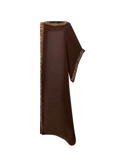 Dsquared2 원숄더 크리스털 모티프 맥시 드레스 In Brown