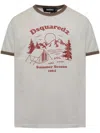 Dsquared2 Vintage Print Relaxed-fit T-shirt With Contrasting Trim In Light Grey