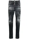 Dsquared2 Mens Black Skater Paint-splatter Distressed Slim-fit Tapered-leg Stretch-denim Jeans In Grey